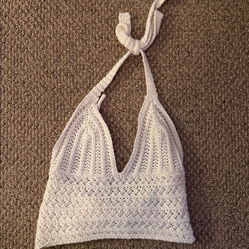 White Crochet Halter Top